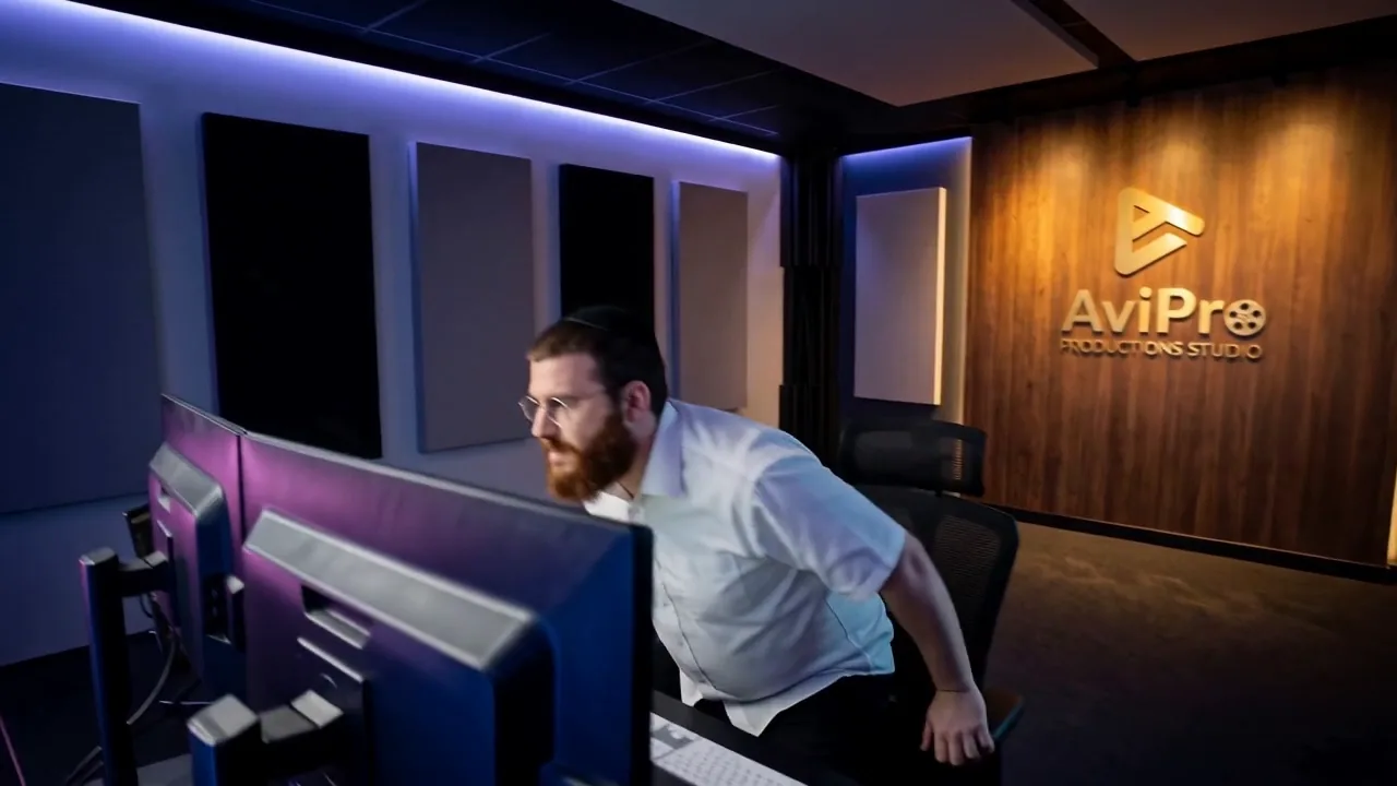 עמדת העריכה בסטודיו במהלך עבודה